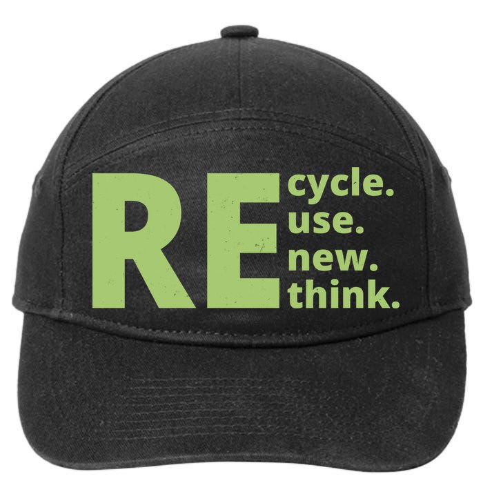 Recycle Reuse Renew Rethink 7-Panel Snapback Hat