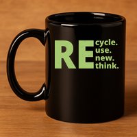 Recycle Reuse Renew Rethink 11oz C Handle Ceramic Mug