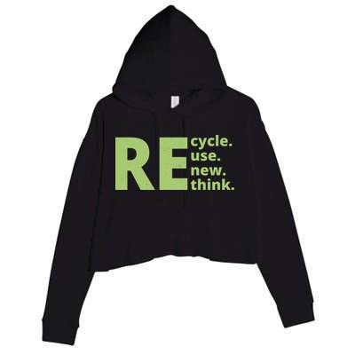 Recycle Reuse Renew Rethink Crop Fleece Hoodie