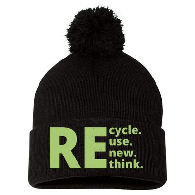 Recycle Reuse Renew Rethink Pom Pom 12in Knit Beanie