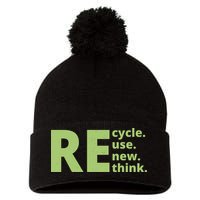 Recycle Reuse Renew Rethink Pom Pom 12in Knit Beanie