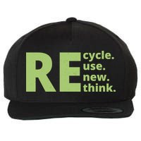 Recycle Reuse Renew Rethink Wool Snapback Cap