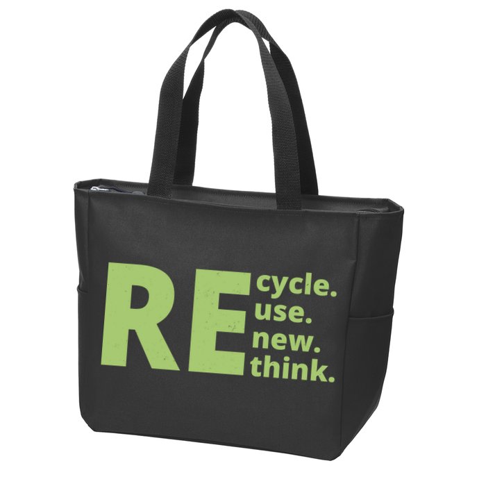 Recycle Reuse Renew Rethink Zip Tote Bag
