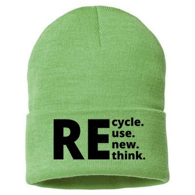 Recycle Reuse Renew Rethink Sustainable Knit Beanie