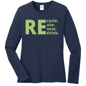 Recycle Reuse Renew Rethink Ladies Long Sleeve Shirt