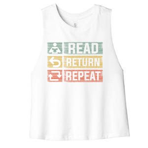 Read Return Repeat Funny Library Librarian Meaningful Gift Women's Racerback Cropped Tank