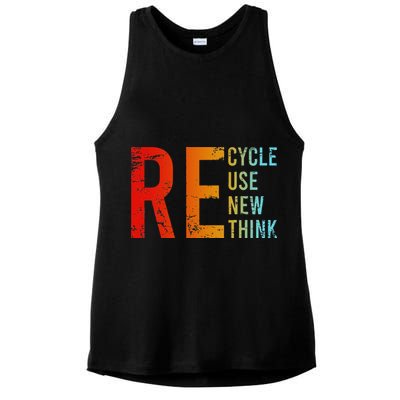 Recycle Reuse Renew Rethink Activism Environmental Crisis Ladies PosiCharge Tri-Blend Wicking Tank