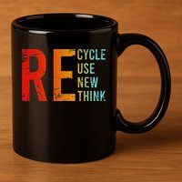 Recycle Reuse Renew Rethink Activism Environmental Crisis 11oz C Handle Ceramic Mug