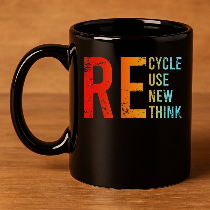 Recycle Reuse Renew Rethink Activism Environmental Crisis 11oz C Handle Ceramic Mug