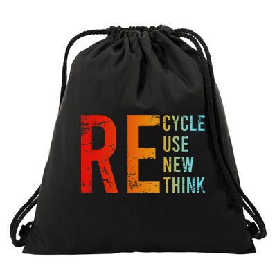 Recycle Reuse Renew Rethink Activism Environmental Crisis Drawstring Bag