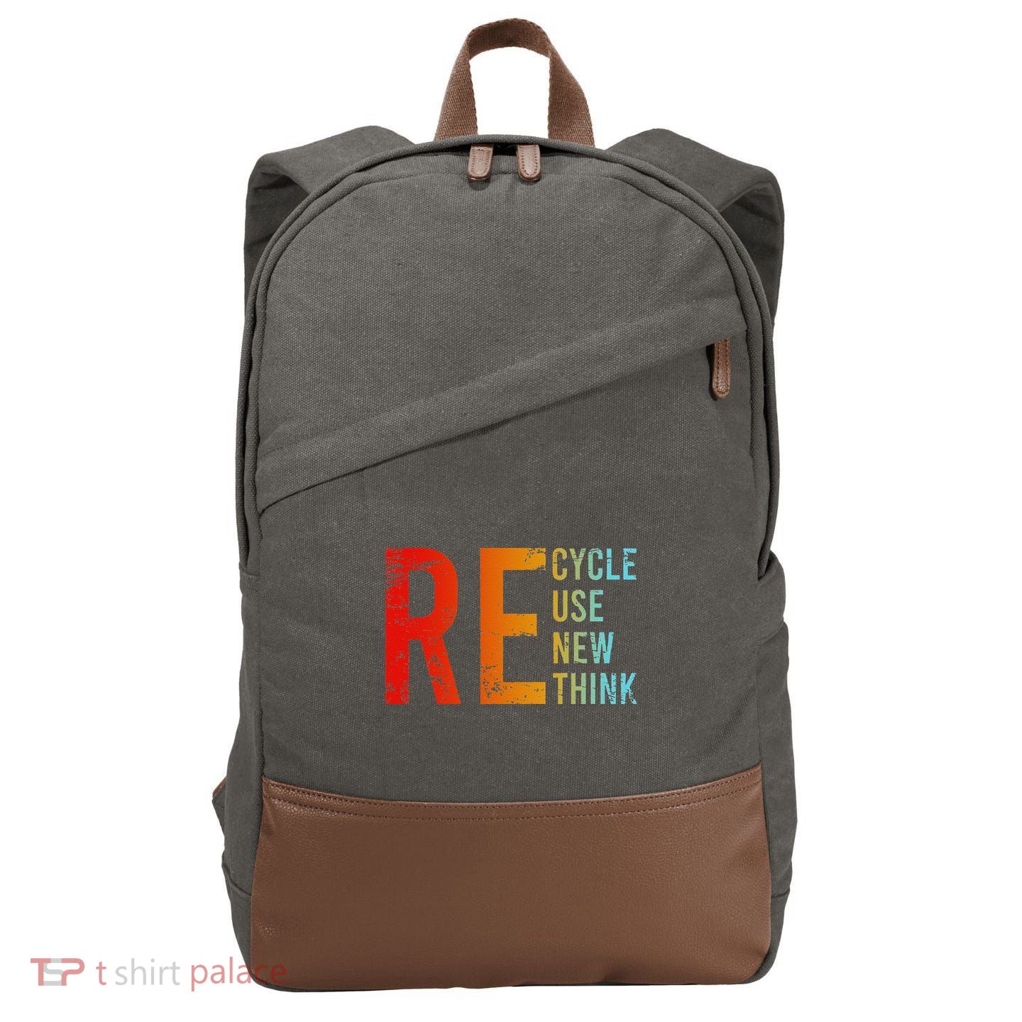Recycle Reuse Renew Rethink Activism Environmental Crisis Cotton Canvas Backpack
