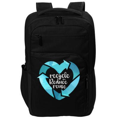 Recycle Reduce Reuse: Plastic Recycling Heart Earth Day Gift Great Gift Impact Tech Backpack