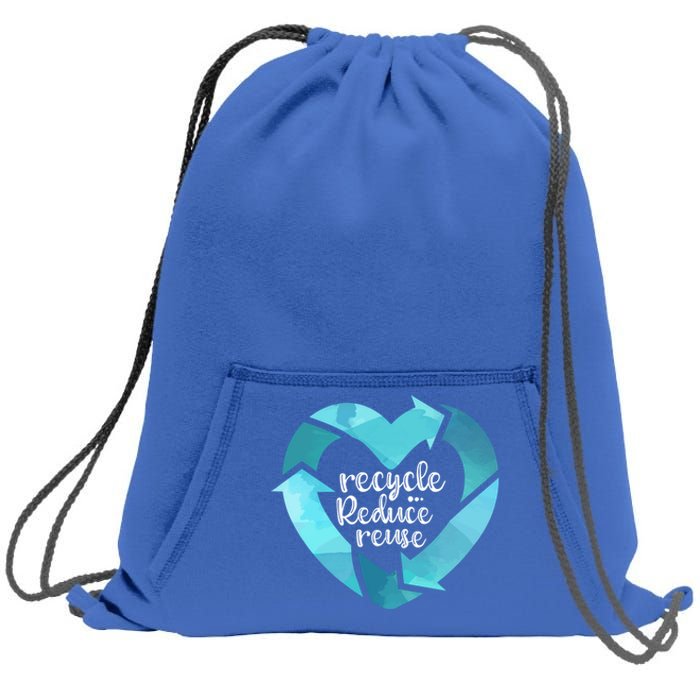 Recycle Reduce Reuse: Plastic Recycling Heart Earth Day Gift Great Gift Sweatshirt Cinch Pack Bag