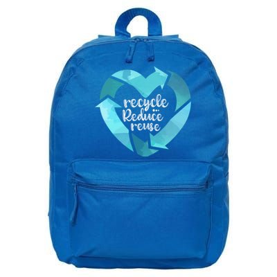 Recycle Reduce Reuse: Plastic Recycling Heart Earth Day Gift Great Gift 16 in Basic Backpack