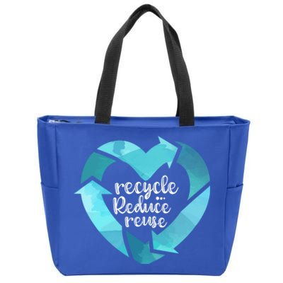 Recycle Reduce Reuse: Plastic Recycling Heart Earth Day Gift Great Gift Zip Tote Bag