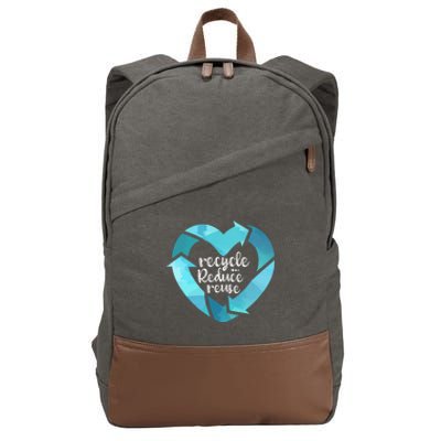 Recycle Reduce Reuse: Plastic Recycling Heart Earth Day Gift Great Gift Cotton Canvas Backpack