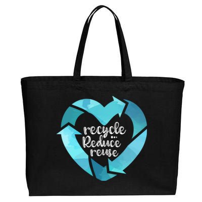 Recycle Reduce Reuse: Plastic Recycling Heart Earth Day Gift Great Gift Cotton Canvas Jumbo Tote