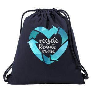 Recycle Reduce Reuse: Plastic Recycling Heart Earth Day Gift Great Gift Drawstring Bag