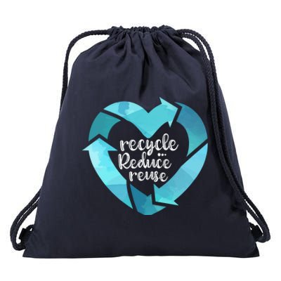 Recycle Reduce Reuse: Plastic Recycling Heart Earth Day Gift Great Gift Drawstring Bag