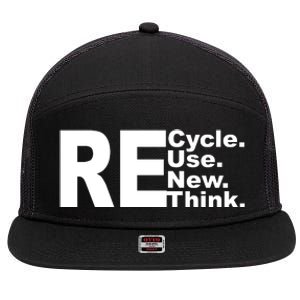 Recycle Reuse Renew Re Rethink 7 Panel Mesh Trucker Snapback Hat