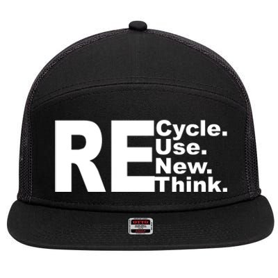 Recycle Reuse Renew Re Rethink 7 Panel Mesh Trucker Snapback Hat