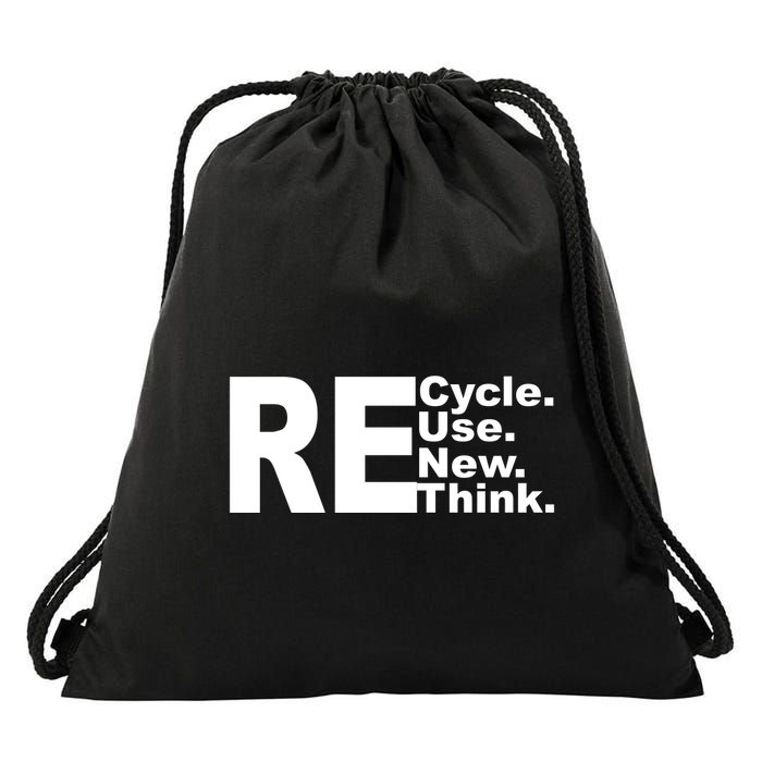 Recycle Reuse Renew Re Rethink Drawstring Bag