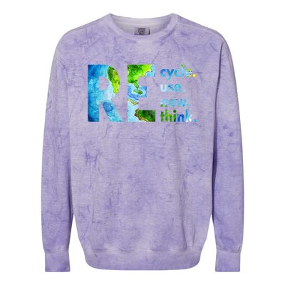 Recycle Reuse Renew Rethink Earth Day Environmental Activism Colorblast Crewneck Sweatshirt