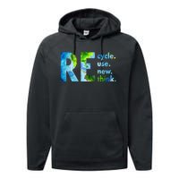 Recycle Reuse Renew Rethink Earth Day Environmental Activism Performance Fleece Hoodie