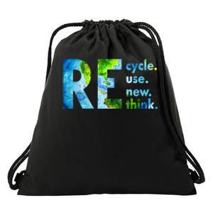 Recycle Reuse Renew Rethink Earth Day Environmental Activism Drawstring Bag