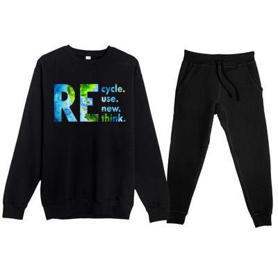 Recycle Reuse Renew Rethink Earth Day Environmental Activism Premium Crewneck Sweatsuit Set