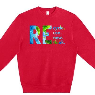 Recycle Reuse Renew Rethink Earth Day Environmental Activism Premium Crewneck Sweatshirt