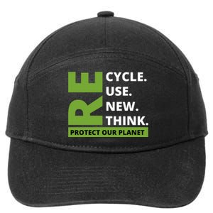 Recycle Reuse Renew Rethink Protect Our Planet Earth Day 7-Panel Snapback Hat