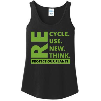 Recycle Reuse Renew Rethink Protect Our Planet Earth Day Ladies Essential Tank