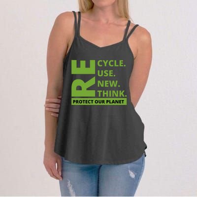 Recycle Reuse Renew Rethink Protect Our Planet Earth Day Women's Strappy Tank