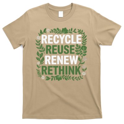 Recycle Reuse Renew Rethink Floral Nature Conservation T-Shirt