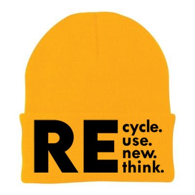 Recycle Reuse Renew Rethink Crisis Environmental Activism Knit Cap Winter Beanie