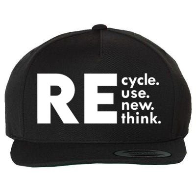 Recycle Reuse Renew Rethink Crisis Environmental Activism Wool Snapback Cap