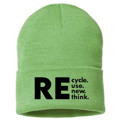 Recycle Reuse Renew Rethink Crisis Environmental Activism Sustainable Knit Beanie