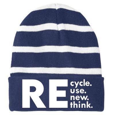 Recycle Reuse Renew Rethink Crisis Environmental Activism Striped Beanie with Solid Band