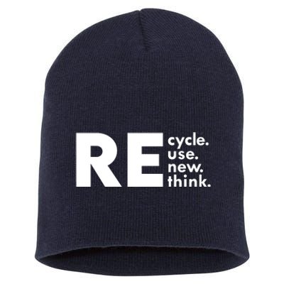 Recycle Reuse Renew Rethink Crisis Environmental Activism Short Acrylic Beanie