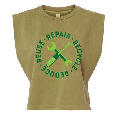 Recycle Reduce Reuse Repair Green Tool Logo Gift Garment-Dyed Women's Muscle Tee