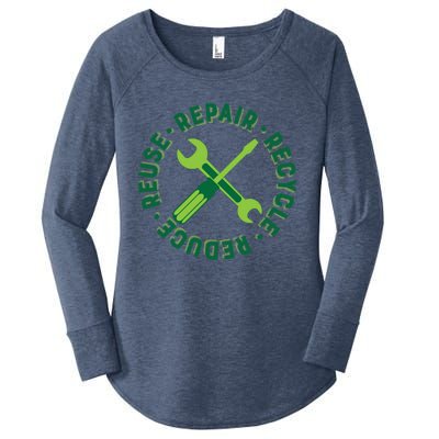 Recycle Reduce Reuse Repair Green Tool Logo Gift Women's Perfect Tri Tunic Long Sleeve Shirt