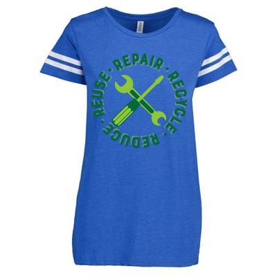 Recycle Reduce Reuse Repair Green Tool Logo Gift Enza Ladies Jersey Football T-Shirt