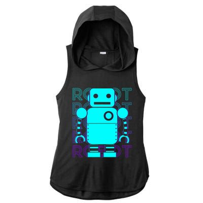 Robot Retro Ladies PosiCharge Tri-Blend Wicking Draft Hoodie Tank