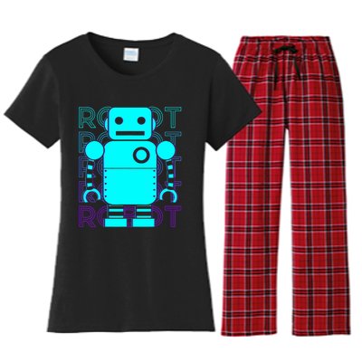 Robot Retro Women's Flannel Pajama Set