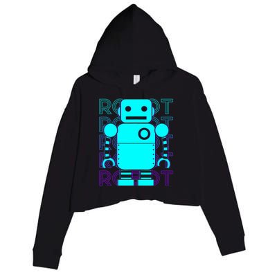 Robot Retro Crop Fleece Hoodie