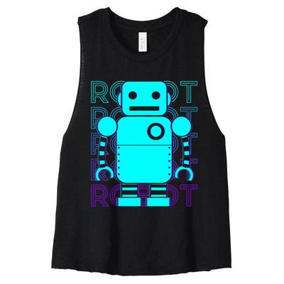 Robot Retro Women's Racerback Cropped Tank