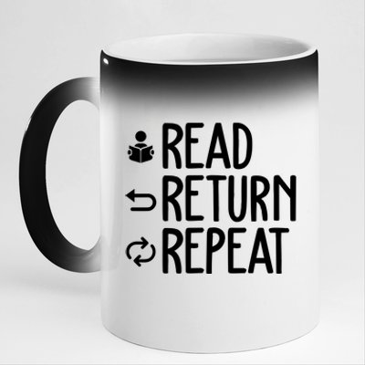 Read Retun Repeat A Funny Gift For Book Reading Lovers Librarian Bookworms 11oz Black Color Changing Mug