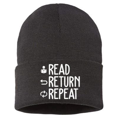 Read Retun Repeat A Funny Gift For Book Reading Lovers Librarian Bookworms Sustainable Knit Beanie