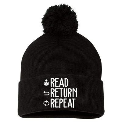 Read Retun Repeat A Funny Gift For Book Reading Lovers Librarian Bookworms Pom Pom 12in Knit Beanie